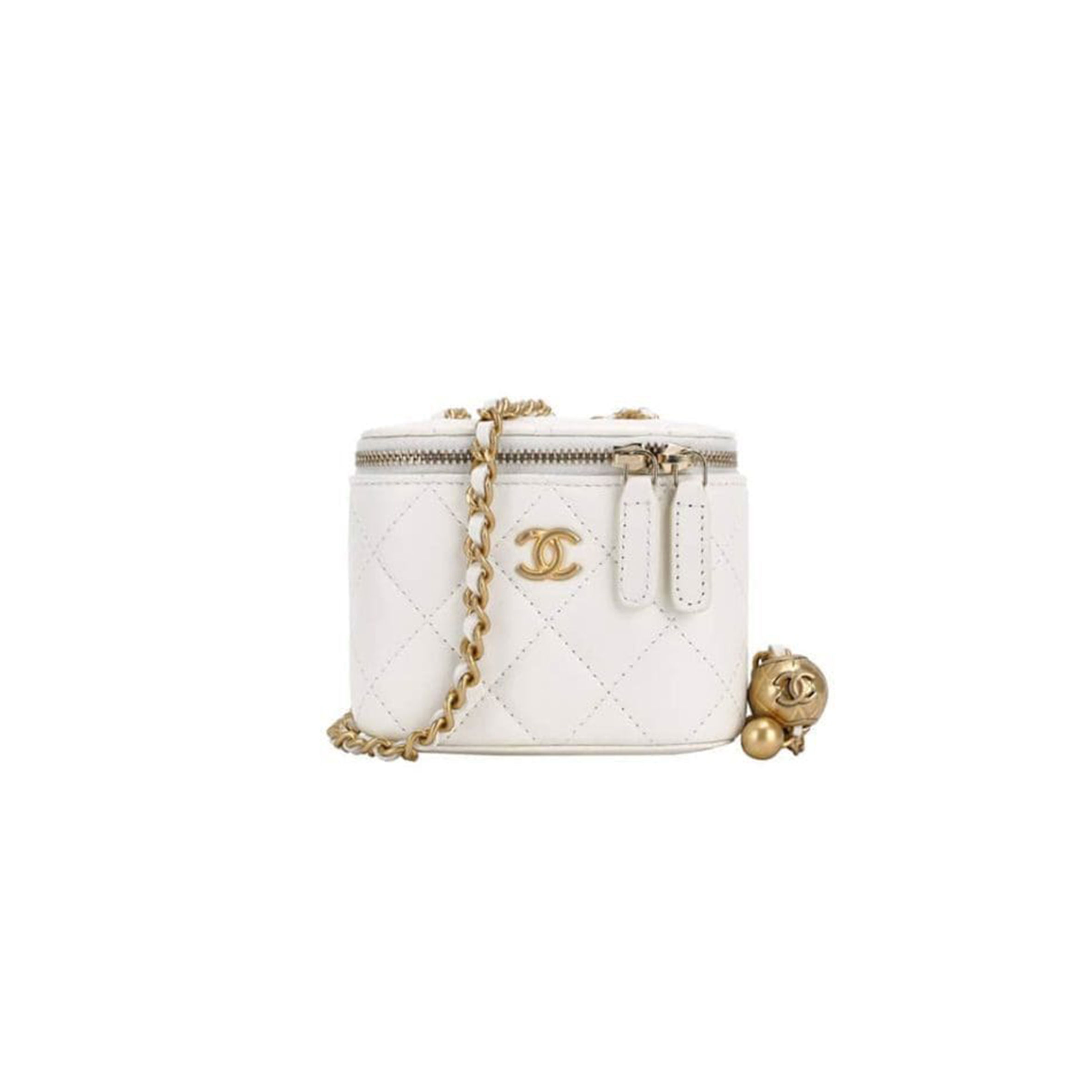 CHANEL MASTER GOLD BALL CHAIN LIPSTICK BAG WHITE AP1447 (11*8.5*7cm)